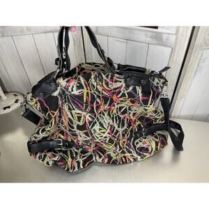 Vintage Expressions NYC Colorful Thread Bag Vegan Leather Tote Top Handle